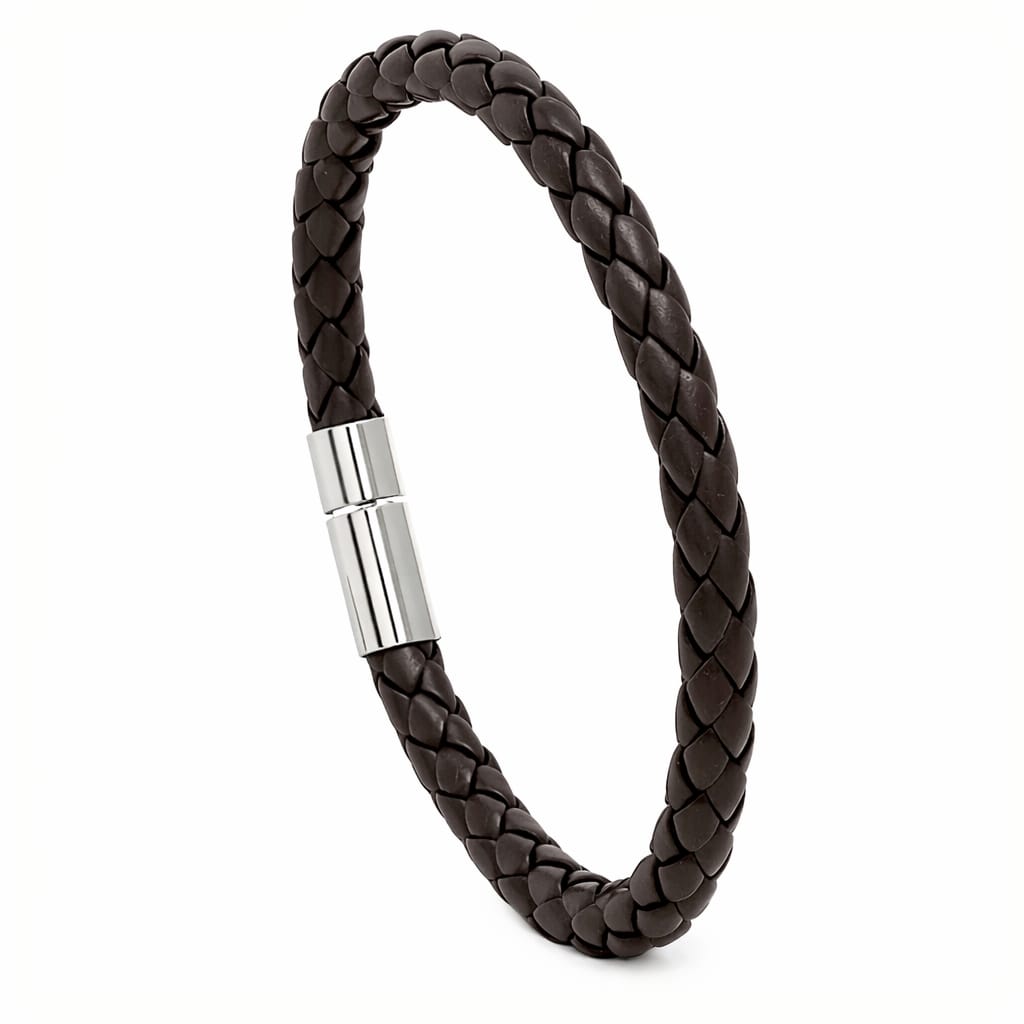 Brown Braided Leather Bracelet