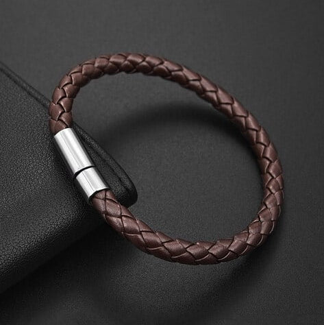 Brown Braided Leather Bracelet