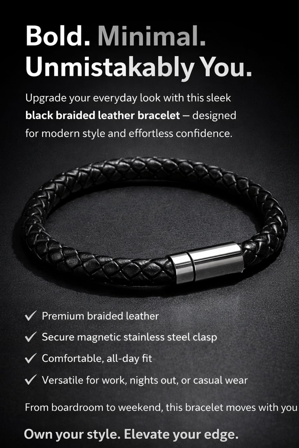 Black Braided leather Breacelet