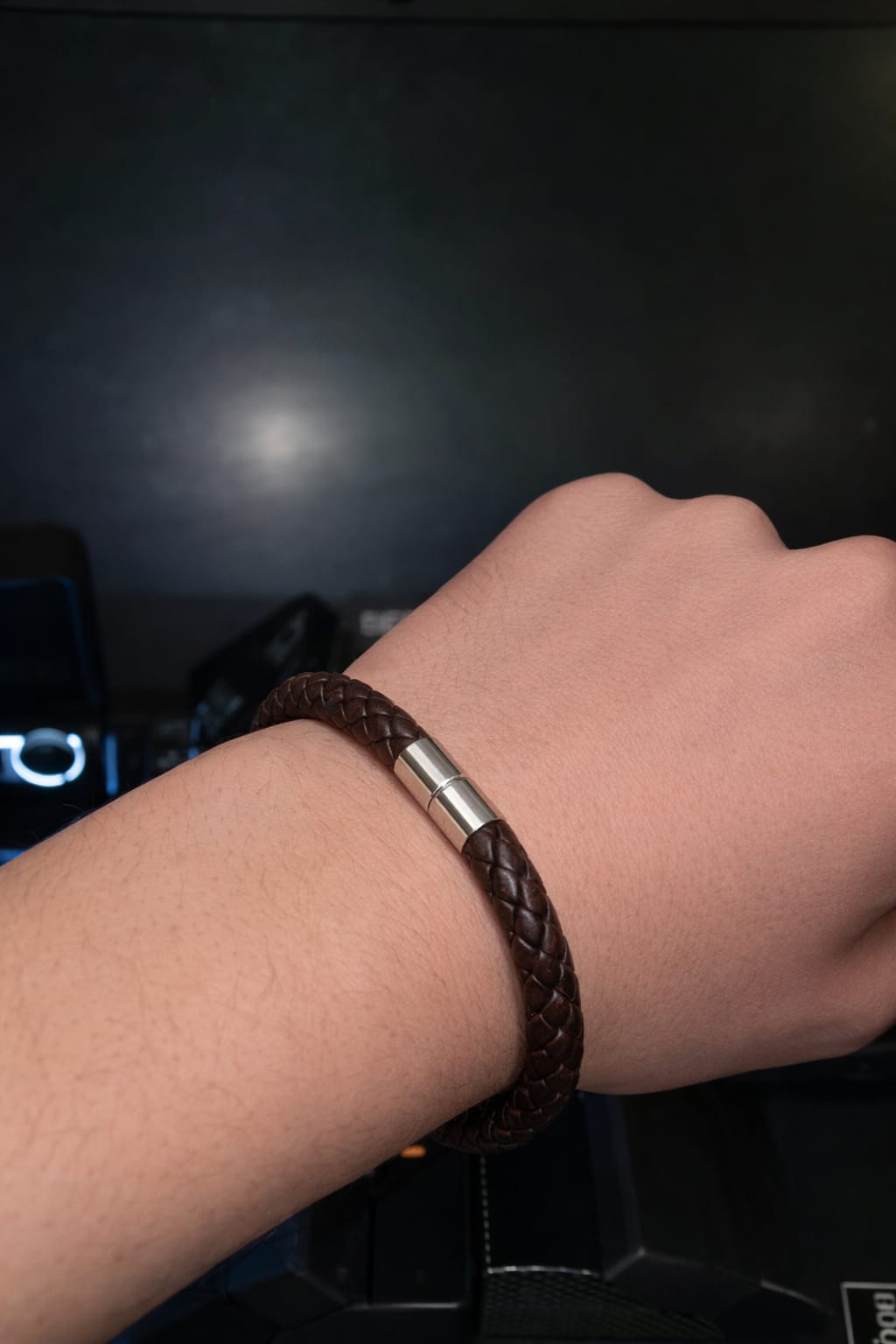 Brown Braided Leather Bracelet