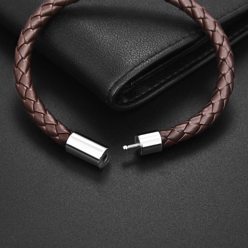Brown Braided Leather Bracelet